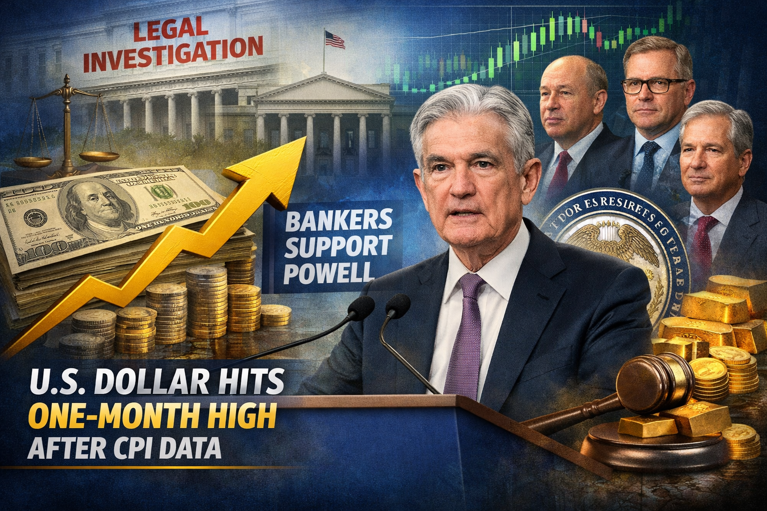 U.S. Dollar Hits One-Month High After CPI Data Bankers Back Fed Chair Powell